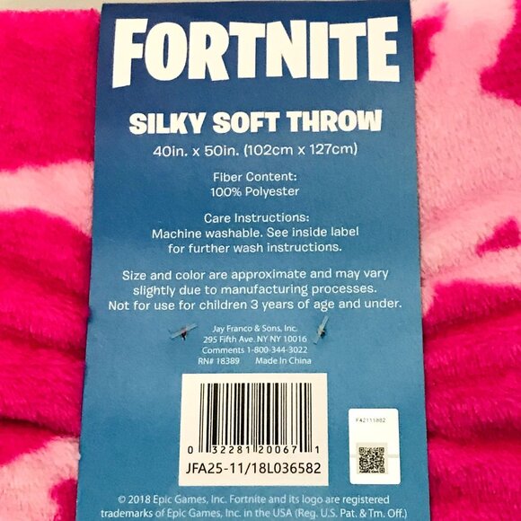 Fortnite Silky Soft Plush Throw Pink Silhouette Figures - Picture 5 of 5